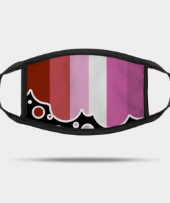 Lesbian Pride Flag Falling Bubbles Silhouette on Black