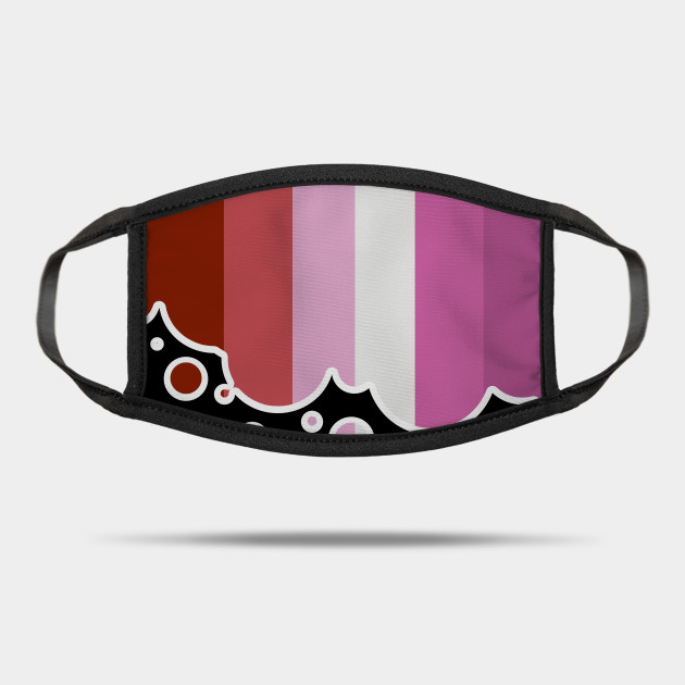 25053103_0-65 Lesbian Pride Flag Falling Bubbles Silhouette on Black