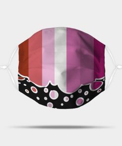 Lesbian Pride Flag Falling Bubbles Silhouette on Black