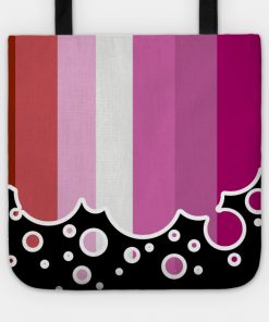 Lesbian Pride Flag Falling Bubbles Silhouette on Black