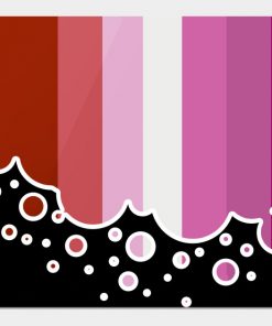 Lesbian Pride Flag Falling Bubbles Silhouette on Black