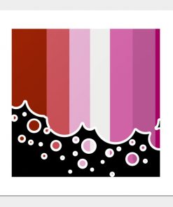 Lesbian Pride Flag Falling Bubbles Silhouette on Black