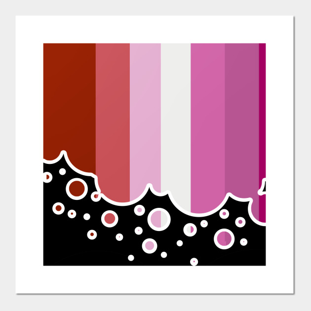 25053103_0-69 Lesbian Pride Flag Falling Bubbles Silhouette on Black