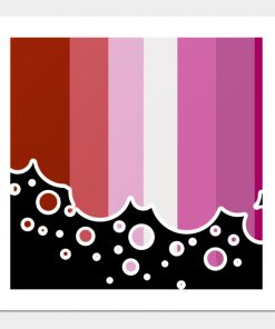 Lesbian Posters - Lesbian Pride Flag Falling Bubbles Silhouette on Black Poster TP1503 2 - Lesbian Flag Lesbian Pride Flag Falling Bubbles Silhouette on Black