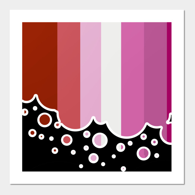 25053103_0-70 Lesbian Pride Flag Falling Bubbles Silhouette on Black