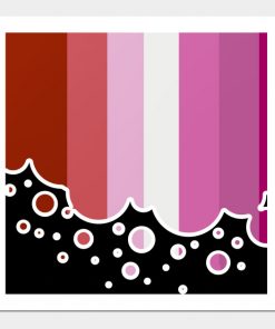 Lesbian Posters - Lesbian Pride Flag Falling Bubbles Silhouette on Black Poster TP1503 3 - Lesbian Flag Lesbian Pride Flag Falling Bubbles Silhouette on Black