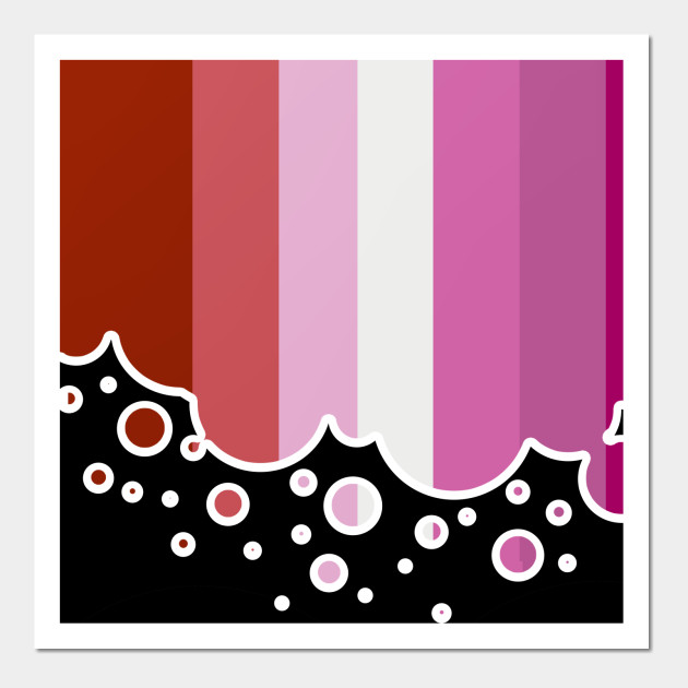 25053103_0-72 Lesbian Pride Flag Falling Bubbles Silhouette on Black