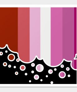 Lesbian Posters - Lesbian Pride Flag Falling Bubbles Silhouette on Black Poster TP1503 5 - Lesbian Flag Lesbian Pride Flag Falling Bubbles Silhouette on Black