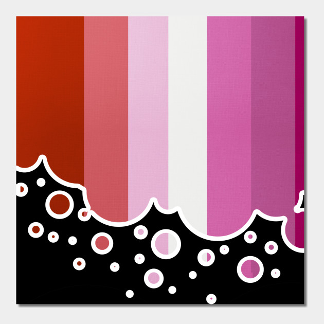 25053103_0-74 Lesbian Pride Flag Falling Bubbles Silhouette on Black