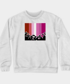 Lesbian Pride Flag Falling Bubbles Silhouette on Black