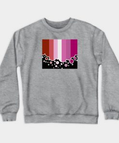 Lesbian Pride Flag Falling Bubbles Silhouette on Black