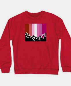 Lesbian Sweatshirts - Lesbian Pride Flag Falling Bubbles Silhouette on Black Sweatshirt TP1503 2 - Lesbian Flag Lesbian Pride Flag Falling Bubbles Silhouette on Black