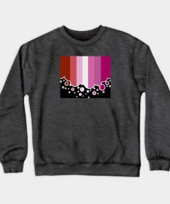 Lesbian Sweatshirts - Lesbian Pride Flag Falling Bubbles Silhouette on Black Sweatshirt TP1503 4 - Lesbian Flag Lesbian Pride Flag Falling Bubbles Silhouette on Black