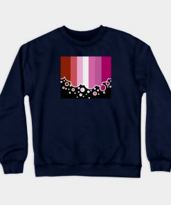 Lesbian Sweatshirts - Lesbian Pride Flag Falling Bubbles Silhouette on Black Sweatshirt TP1503 7 - Lesbian Flag Lesbian Pride Flag Falling Bubbles Silhouette on Black