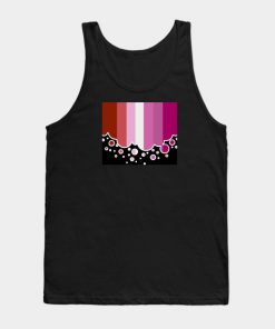 Lesbian Pride Flag Falling Bubbles Silhouette on Black