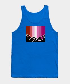 Lesbian Pride Flag Falling Bubbles Silhouette on Black