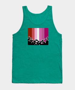 Lesbian Pride Flag Falling Bubbles Silhouette on Black