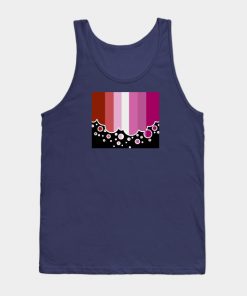 Lesbian Pride Flag Falling Bubbles Silhouette on Black