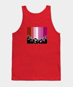 Lesbian Pride Flag Falling Bubbles Silhouette on Black