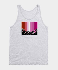 Lesbian Pride Flag Falling Bubbles Silhouette on Black