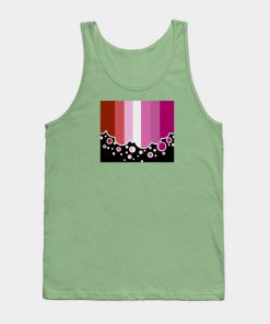 Lesbian Pride Flag Falling Bubbles Silhouette on Black