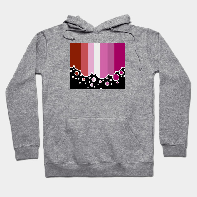 25053103_0-91 Lesbian Pride Flag Falling Bubbles Silhouette on Black