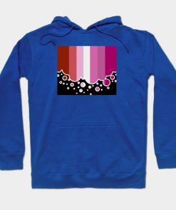 Lesbian Hoodies - Lesbian Pride Flag Falling Bubbles Silhouette on Black Hoodie TP1503 2 - Lesbian Flag Lesbian Pride Flag Falling Bubbles Silhouette on Black
