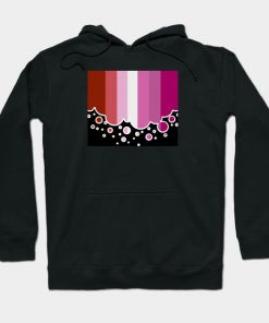 Lesbian Hoodies - Lesbian Pride Flag Falling Bubbles Silhouette on Black Hoodie TP1503 4 - Lesbian Flag Lesbian Pride Flag Falling Bubbles Silhouette on Black