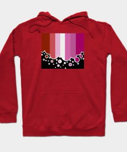 Lesbian Hoodies - Lesbian Pride Flag Falling Bubbles Silhouette on Black Hoodie TP1503 5 - Lesbian Flag Lesbian Pride Flag Falling Bubbles Silhouette on Black