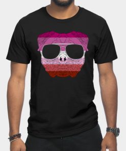 Pug Dog Face Gay Pride Lesbian Rainbow Flag with Sunglasses