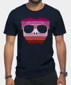 Lesbian T-Shirts - Pug Dog Face Gay Pride Lesbian Rainbow Flag with Sunglasses T-Shirt TP1503 18 - Lesbian Flag Pug Dog Face Gay Pride Lesbian Rainbow Flag with Sunglasses