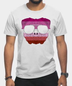 Lesbian T-Shirts - Pug Dog Face Gay Pride Lesbian Rainbow Flag with Sunglasses T-Shirt TP1503 24 - Lesbian Flag Pug Dog Face Gay Pride Lesbian Rainbow Flag with Sunglasses