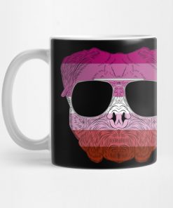 Pug Dog Face Gay Pride Lesbian Rainbow Flag with Sunglasses