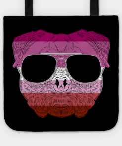 Pug Dog Face Gay Pride Lesbian Rainbow Flag with Sunglasses