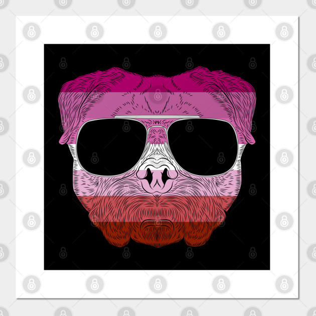 2982127_0-67 Pug Dog Face Gay Pride Lesbian Rainbow Flag with Sunglasses