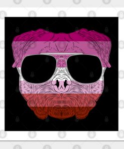 Lesbian Posters - Pug Dog Face Gay Pride Lesbian Rainbow Flag with Sunglasses Poster TP1503 2 - Lesbian Flag Pug Dog Face Gay Pride Lesbian Rainbow Flag with Sunglasses