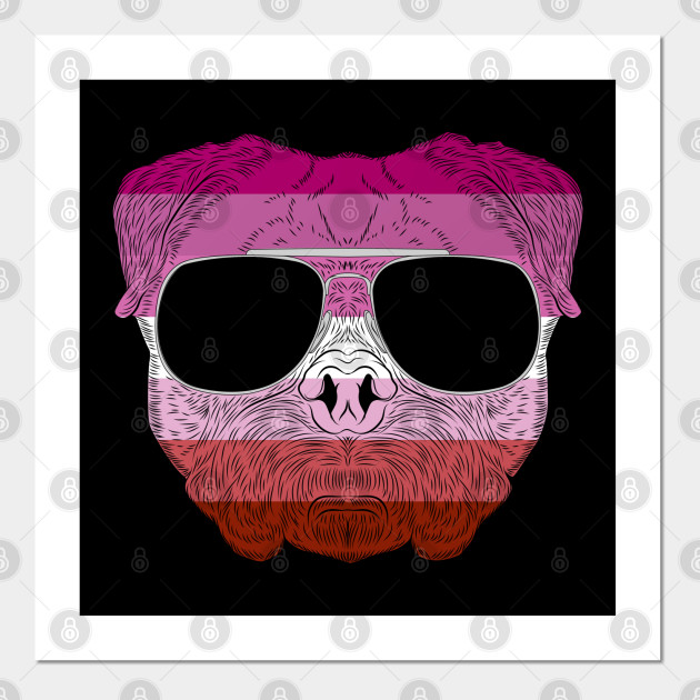 2982127_0-68 Pug Dog Face Gay Pride Lesbian Rainbow Flag with Sunglasses
