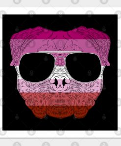 Lesbian Posters - Pug Dog Face Gay Pride Lesbian Rainbow Flag with Sunglasses Poster TP1503 3 - Lesbian Flag Pug Dog Face Gay Pride Lesbian Rainbow Flag with Sunglasses