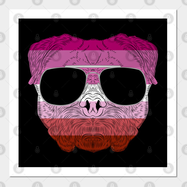 2982127_0-69 Pug Dog Face Gay Pride Lesbian Rainbow Flag with Sunglasses