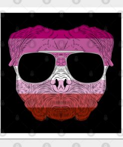 Lesbian Posters - Pug Dog Face Gay Pride Lesbian Rainbow Flag with Sunglasses Poster TP1503 4 - Lesbian Flag Pug Dog Face Gay Pride Lesbian Rainbow Flag with Sunglasses