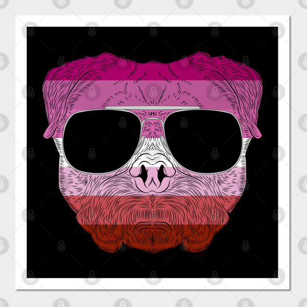 2982127_0-70 Pug Dog Face Gay Pride Lesbian Rainbow Flag with Sunglasses