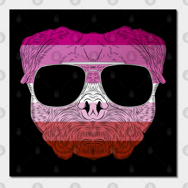2982127_0-71 Pug Dog Face Gay Pride Lesbian Rainbow Flag with Sunglasses
