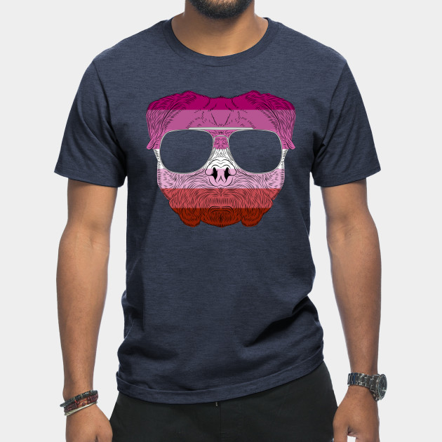 2982127_0 Pug Dog Face Gay Pride Lesbian Rainbow Flag with Sunglasses