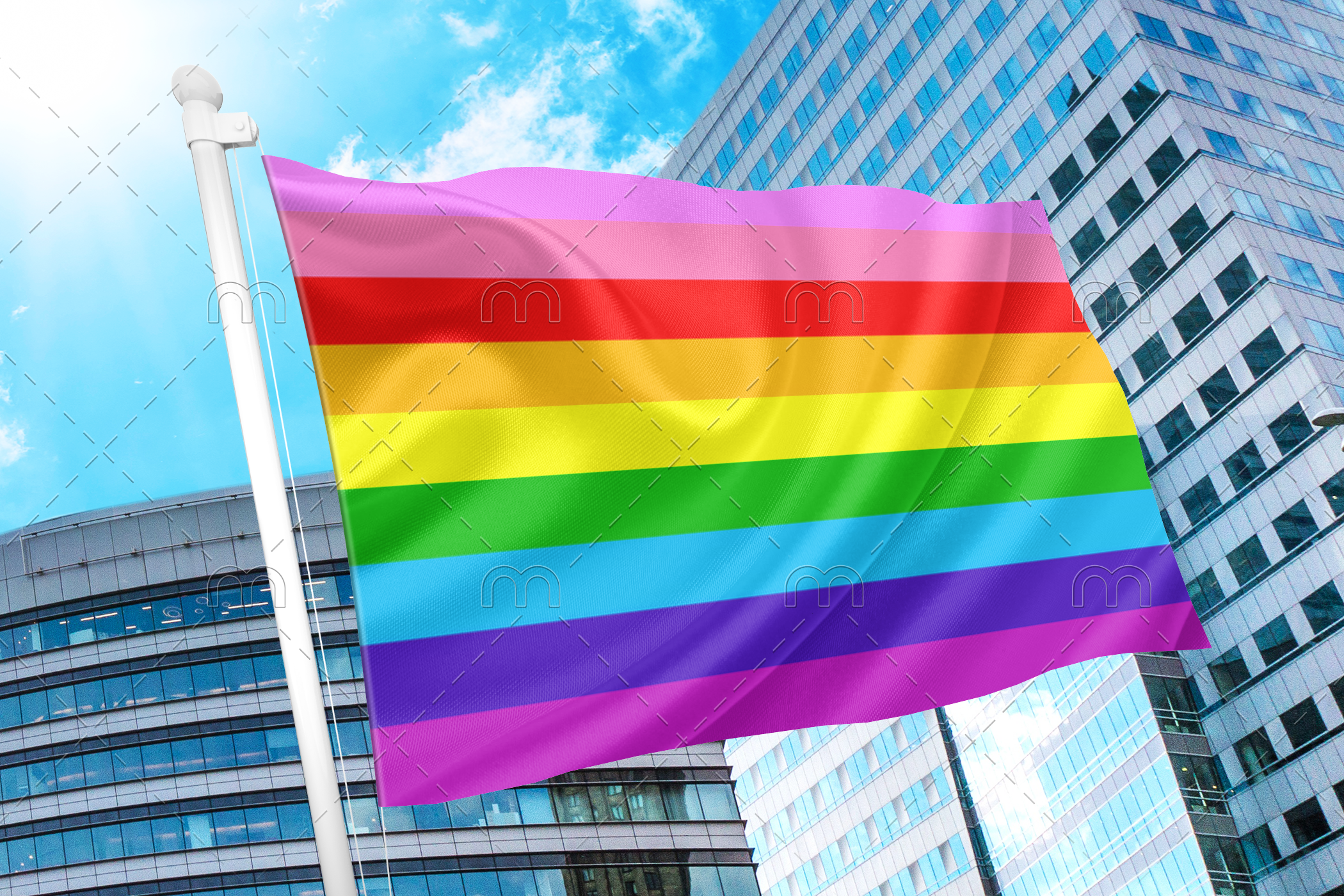 9 Nine Striped Rainbow Flag - Gilbert Baker PN0112 2x3 ft (60x90cm) / 2 Left Grommets Official PAN FLAG Merch