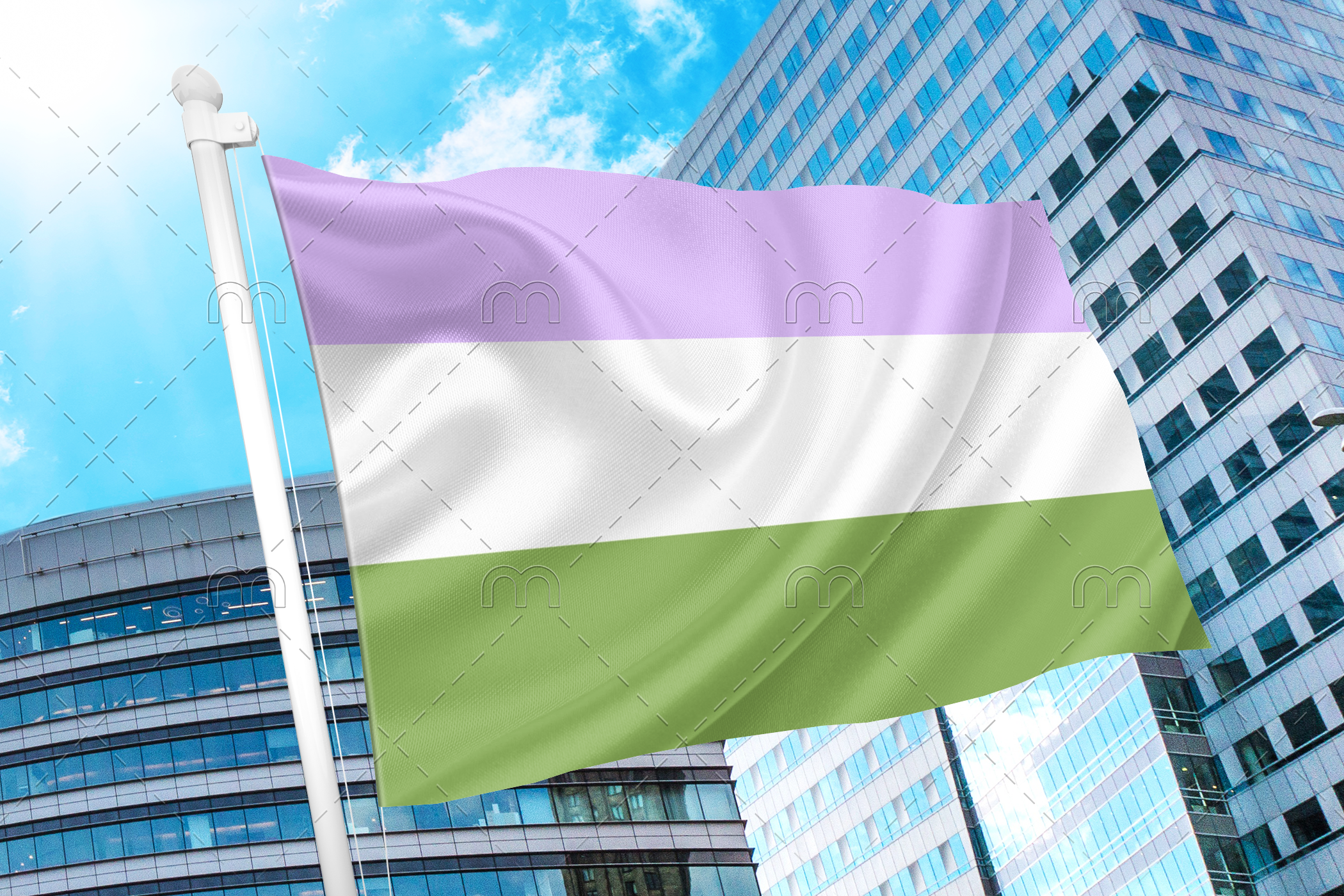 Genderqueer1 Genderqueer Pride Flag PN0112 2x3 ft (60x90cm) / 2 Grommets left Official PAN FLAG Merch