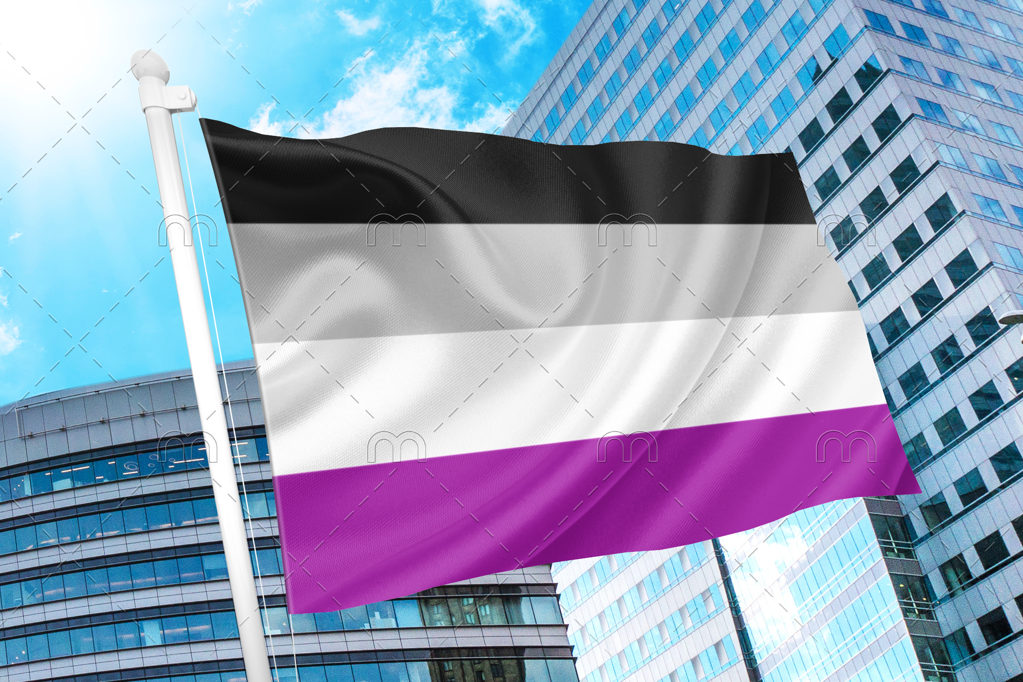 asex_c3a0591b-63d8-4c40-ab26-63b96b39ac2d Asexual Pride Flag PN0112 2x3 ft (60 x 90 cm) / 2 grommets left side Official PAN FLAG Merch