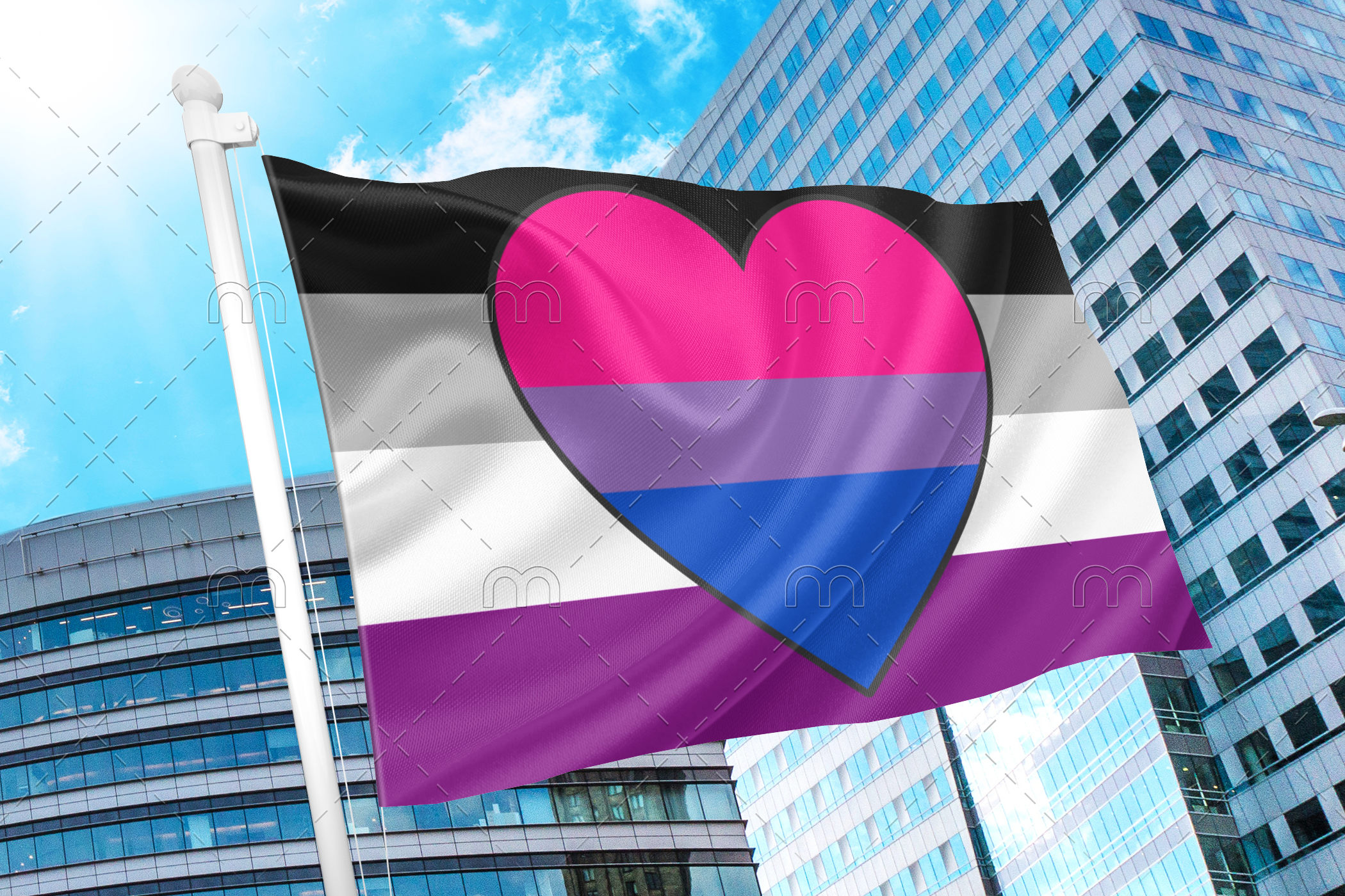 asexbiro Asexual Biromantic Pride Flag PN0112 2x3 ft (60x90 cm) / 2 Grommets left Official PAN FLAG Merch