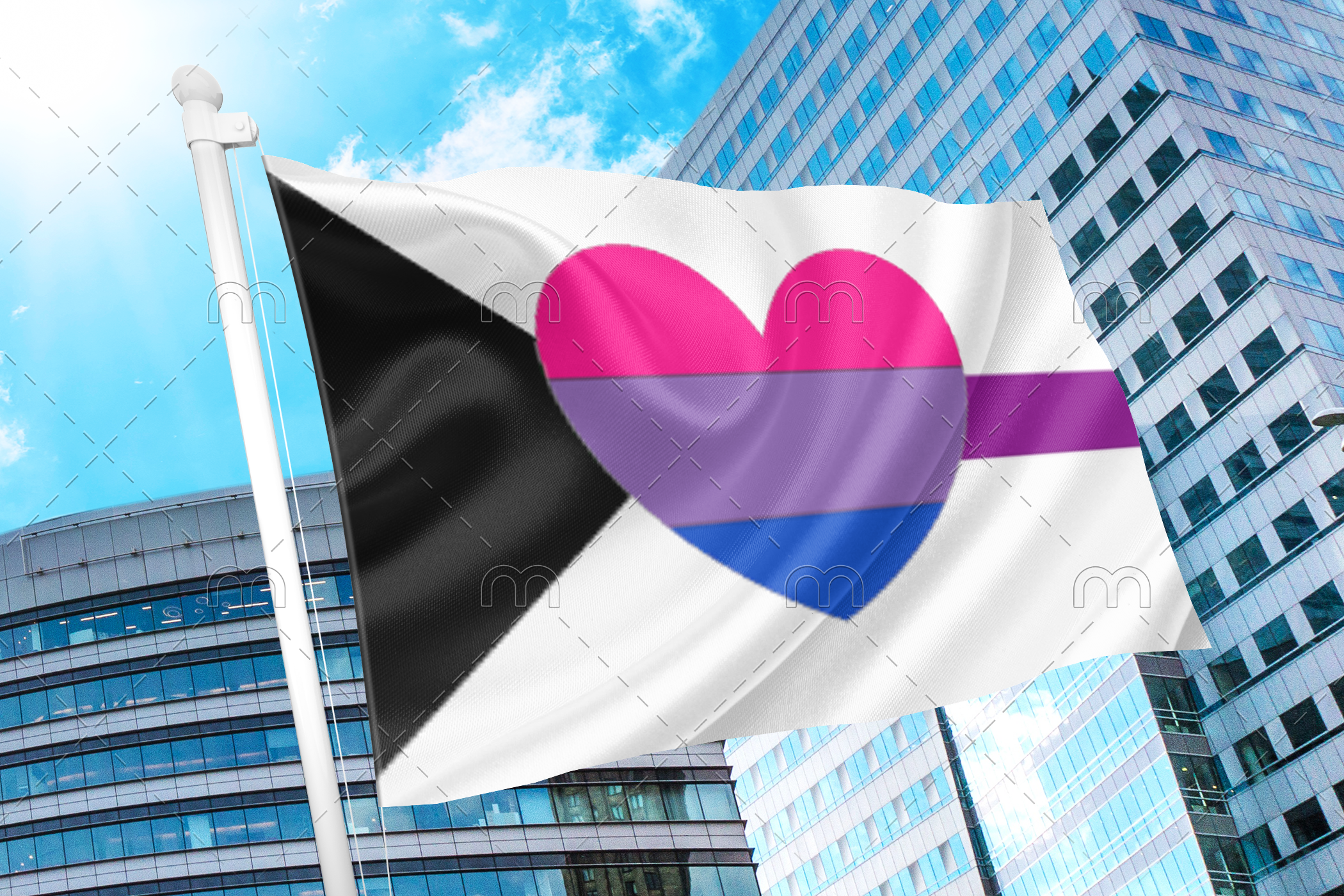 biromanticdemi Biromantic Demisexual Flag PN0112 2x3 ft (60x90cm) / 2 Grommets Left Official PAN FLAG Merch