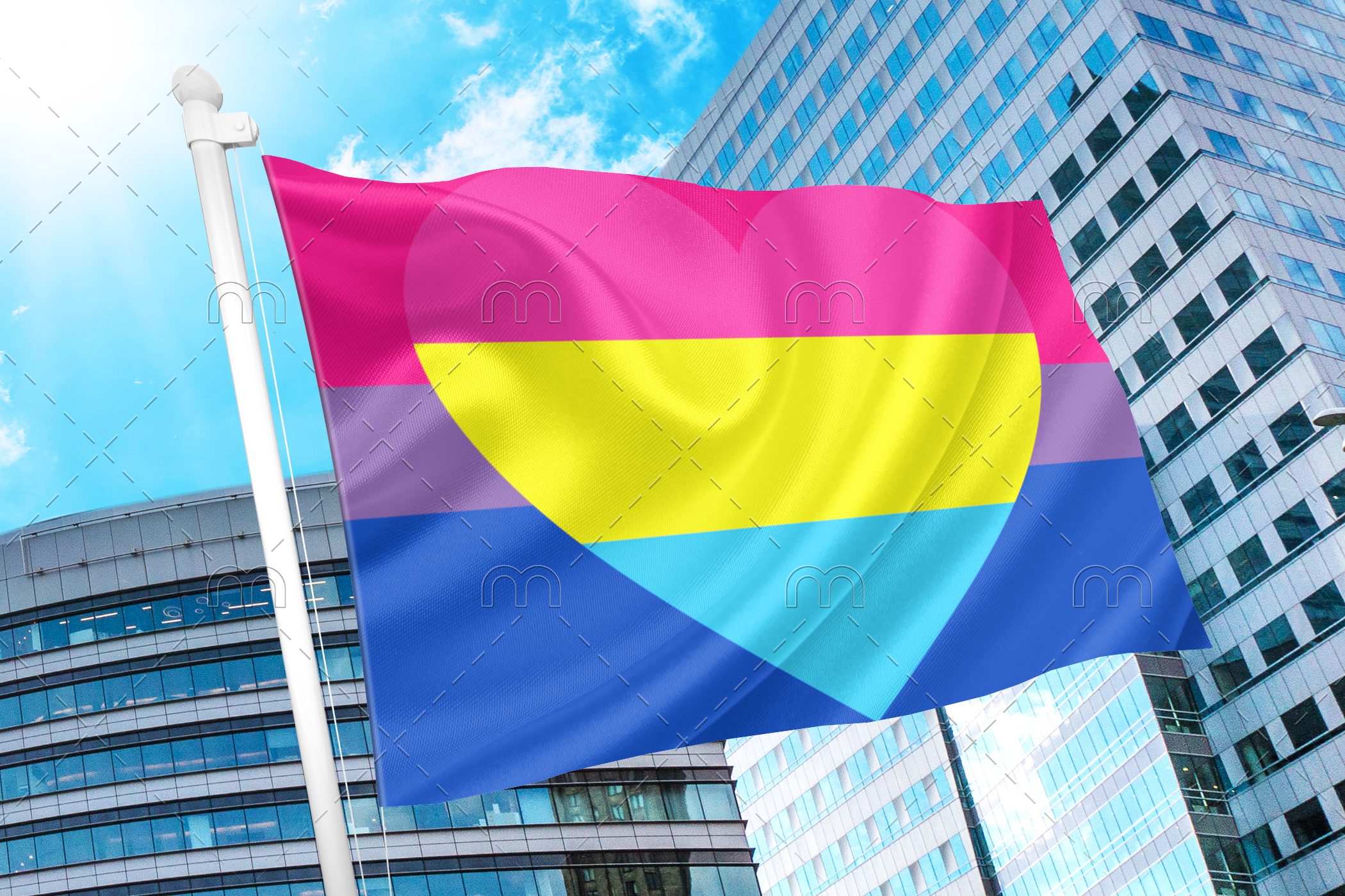 bisexpan Bisexual Panromantic Pride Flag PN0112 2x3 ft(60x90 cm) / 2 Grommets left Official PAN FLAG Merch