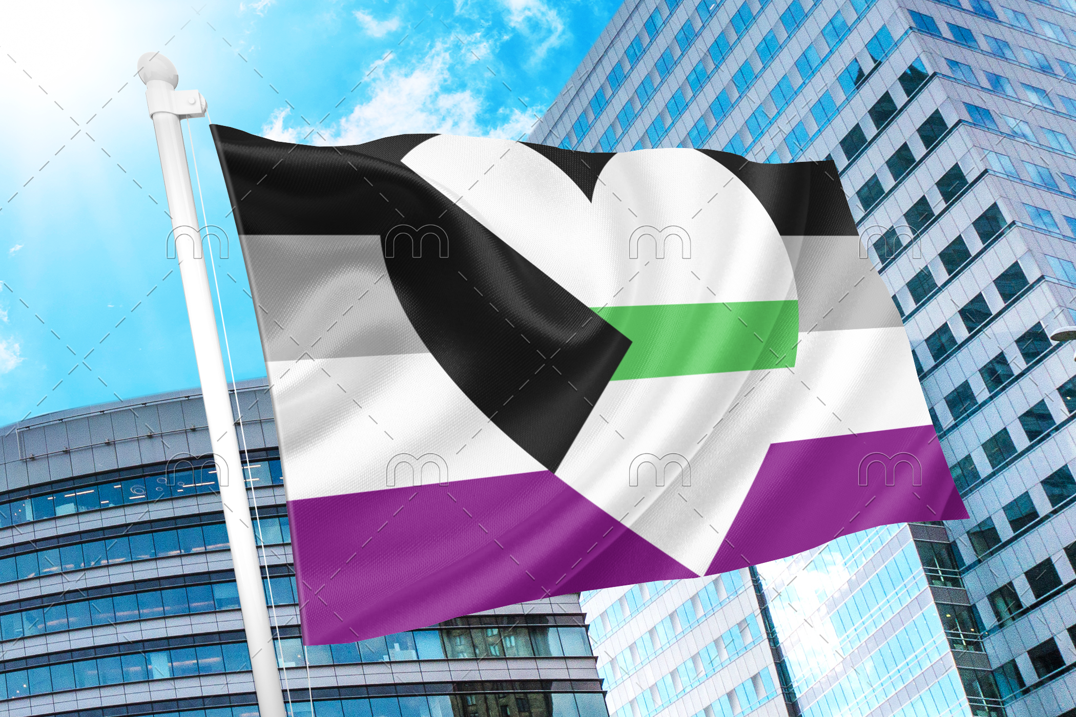 demirom Demiromantic Asexual Pride Flag PN0112 2x3 ft (60x90 cm) / Horizontal Official PAN FLAG Merch